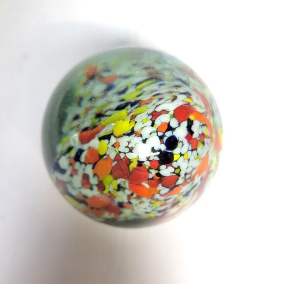 Retro Paperweight Round Art Glass Multicolor Confetti - Picture 2 of 4